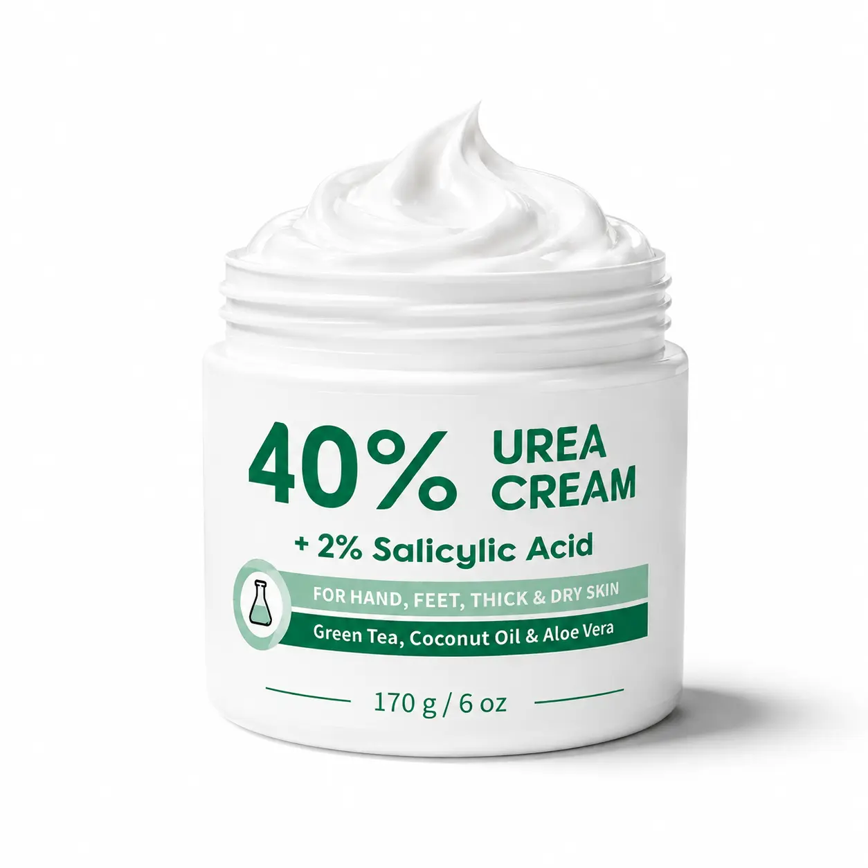 [New] 40% Urea Foot Cream, Maximum Strength Callus Care with 2% Salicylic Acid, 6 oz/170g Moisturizer for Dry Skin, Hands, Feet, Elbows & Knees, Daily Moisture for Rough Skin, Hands Feets