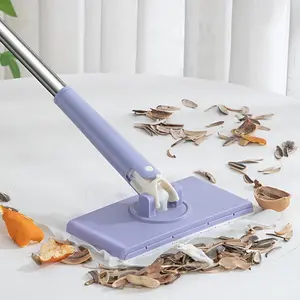 Household Mop Indoor Quick Dry Automatic fabric clamping Mop Wet and Dry Use Strong Stick Mop Free Of Hand Washing Can Be Clamped Cloth Flat Mops