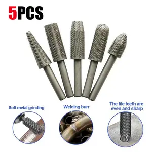 Tungsten Carbide Grinding Wheel Set, Suitable for Electric Rotary Files - 5-Piece Set Including Textured Steel Files, Soft Metal Files, and 6mm Hard Grinding Heads. Tool Kit for Cutting, Grinding, Engraving, and Air Hole Machining