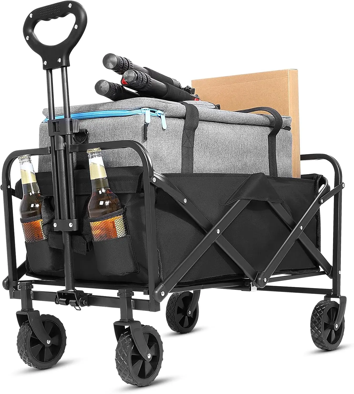 【Back to School】Heavy Duty Alloy Steel Folding Wagon Cart with Wheels - 200lbs Load Waterproof Fabric Outdoor Transport Trolley for Campers & Shoppers (Home Improvement, Building Supplies)