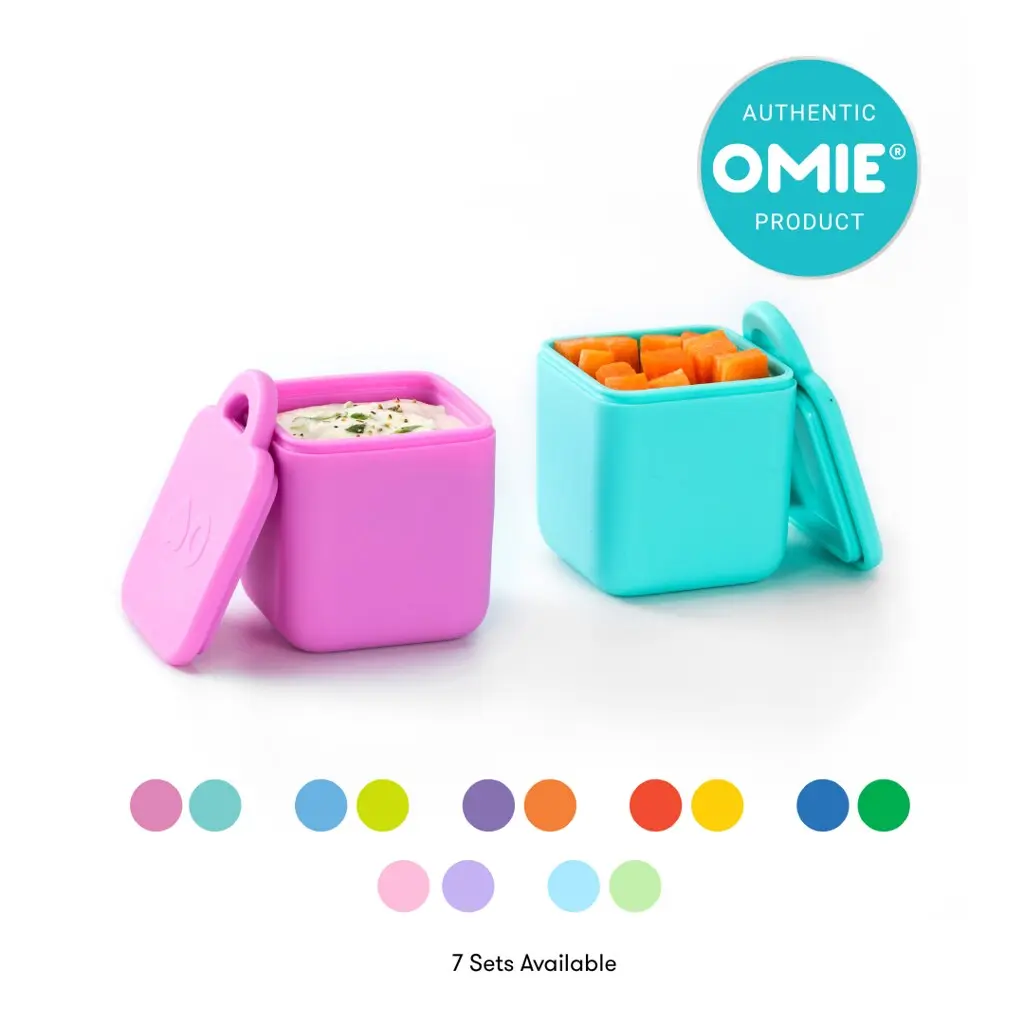 Omie 2-Pack OmieDip 4 oz Silicone Containers with Lids - Fits in OmieBox, Airtight Leak-Proof, Space-Saving, Freezeable Non-Leaky Lunch Box Accessories, Kitchen Storage Containers, Space Saving Container