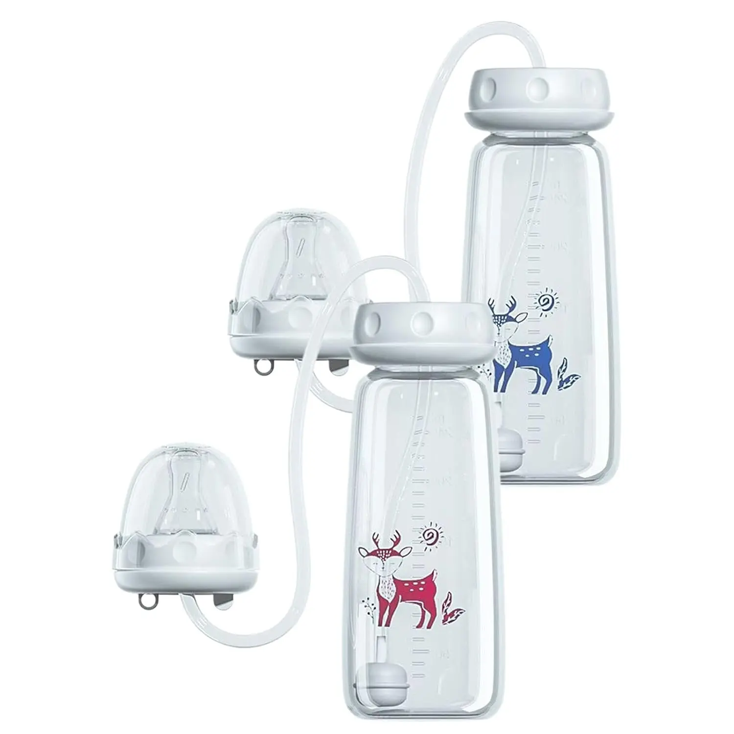 Hand-Free Baby Bottle 240ml BPA-Free Silicone PP Infant Feeding Bottle with Straw, Anti-Colic Standard Neck Milk Bottle for Newborns & Babies