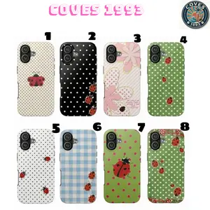[Free Gift 5pc Sticker] 8 Vers Ladybug Polka Dots Tough Phone Case Cutest Design Cover for iPhone 17 16 15 14 13 12 11 Pro Max Plus Dual Layer Protective Case