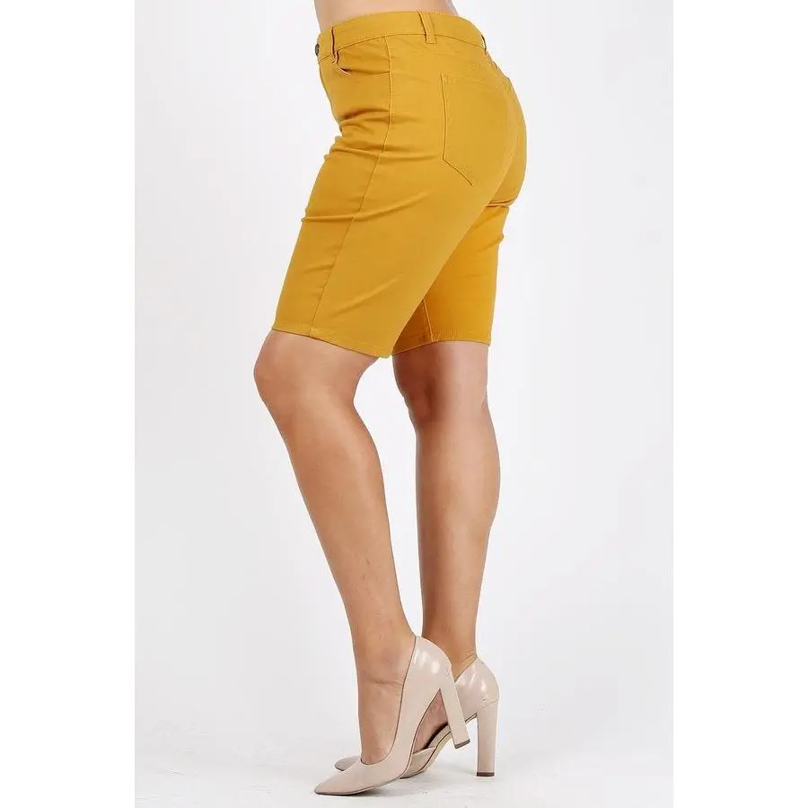 Plus Size woman Premium Cotton Bermuda Pants – Twill, Solid, 5 Pockets