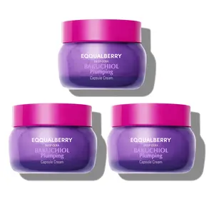 EQQUALBERRY Bakuchiol Plumping Capsule Cream – Retinol Alternative Moisturizer for Firming and Pore Care with 99% Pure Bakuchiol, 5 Types of Collagen & Ceramide Complex, 1.69 fl.oz / 50ml