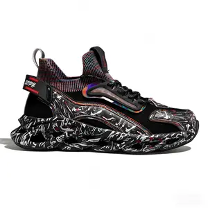 1 Pair Men's Blade Runner Sneakers | Bold Graffiti Print + Blade Outsole! Futuristic Mecha Streetwear with Shock-Absorbing Rebound & Breathable Knit, Perfect for Gym Training, Street Style & Daily Wear – The Ultimate Head-Turning Shoe for Trendy Guys!