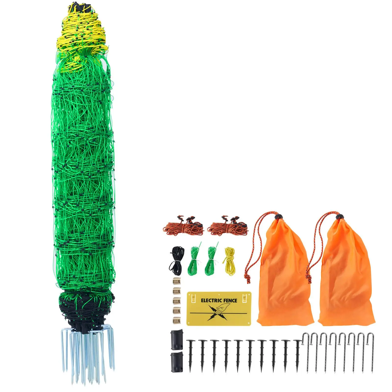 【FathersDayGift】VEVOR Electric Fence Netting,  35" H x 164' L, PE Net Fencing with Posts & Double-Spiked Stakes, Utility Portable Mesh for Goats, Sheep, Lambs, Deer, Hogs, Dogs, Used in Backyards, Farms, and Ranches