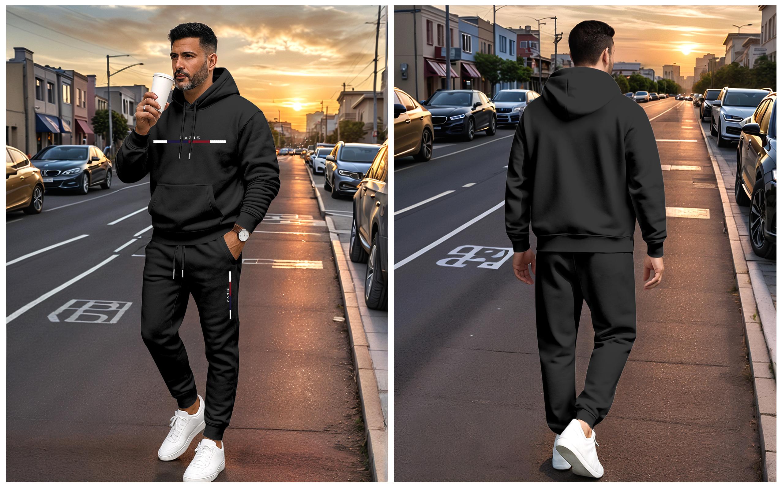 Men's Paris Letter Printed Hoodie and Drawstring Sweatpants Set, Menswear, Casual Athletic Long Sleeve Hooded Jacket & Trousers for Fall & Winter, Men's Clothing for Daily Wear, Sportswear Indoor Outdoor, Tracksuit, Athleisure Summer Clothes Men's Paris Letter Printed Hoodie and Drawstring Sweatpants Set, Menswear, Casual Athletic Long Sleeve Hooded Jacket & Trousers for Fall & Winter, Men's Clothing for Daily Wear, Sportswear Indoor Outdoor, Tracksuit, Athleisure Summer Clothes