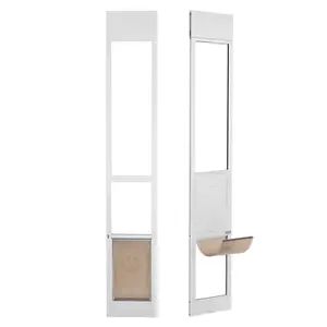 【FathersDayGift】VEVOR Dog Door for Sliding Glass Door,  , 75 7/8"-80 11/16" Adjustable Height Doggy Door for Sliding Doors, Aluminum Frame Tempered Glass Pet Door with Hinge Structure Flap and Lock for Medium-Sized Dogs