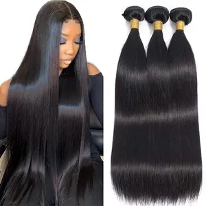 Ramiss Brazilian Straight Human Hair Bundles 100% Unprocessed Brazilian Remy Virgin Hair Extensions Raw Quick Weave Sew In