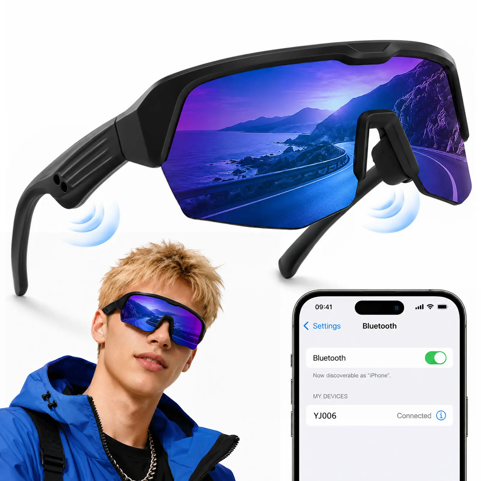 Seenda Bluetooth Wearable Smart Glasses - UV-Protective Polarized Sports Sunglasses, Cool Gadgets with 130mAh Battery, Fast Type-C Charging, Music Player, Hands-Free Calling, Voice Control for Men Cycling, iOS/Android, Mens Gifts, Unique Gifts For Man