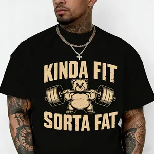 Funny Weightlifting Bear Tee – Cotton Heavyweight Oversized Gym Shirt