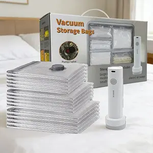 Travel Vacuum Sealer Bags with USB Electric Pump Space Saving Lightweight Organizers for Clothes & Travel Must Haves 9 Pack for Efficient Sealing