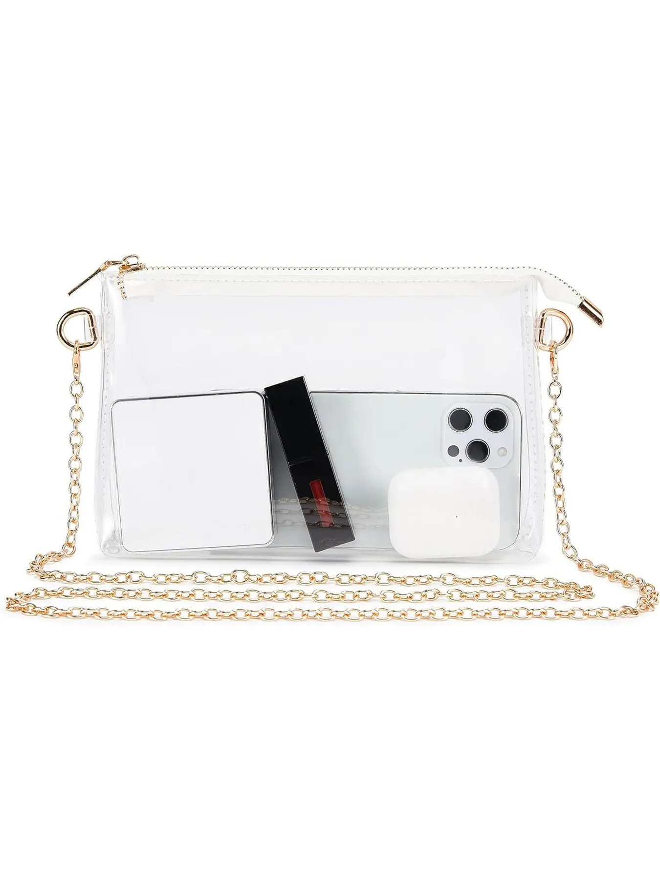 Transparent Jelly Bag with Chain, Clear Bag, Chic Chain Crossbody, Small Phone Pouch, Coin Purse, Single Shoulder Minimalist Crossbody Bag, Stylish and Practical Accessory, Chain Crossbody Bags, PVC Crossbody Bags