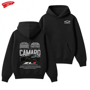 Camaro ZL1 Hoodie, Black Muscle Car Blueprint Graphic, Chevrolet Performance Car Hooded Sweatshirt for Men & Auto Enthusiasts, Gift for Mechanics or Car Lovers