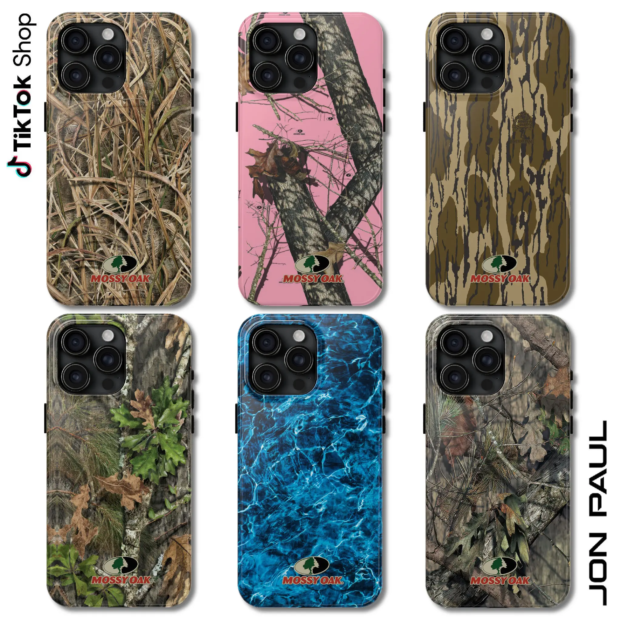 Mossy Oak Camo Dual Layer Poly+TPU Wireless Outdoor Adhesive Smartphone Case - Shockproof Protection for iPhone 17 Pro Max, Customized Break-Up Country, Shadow Grass Blades Duck Blind Design, Pro Max Fit