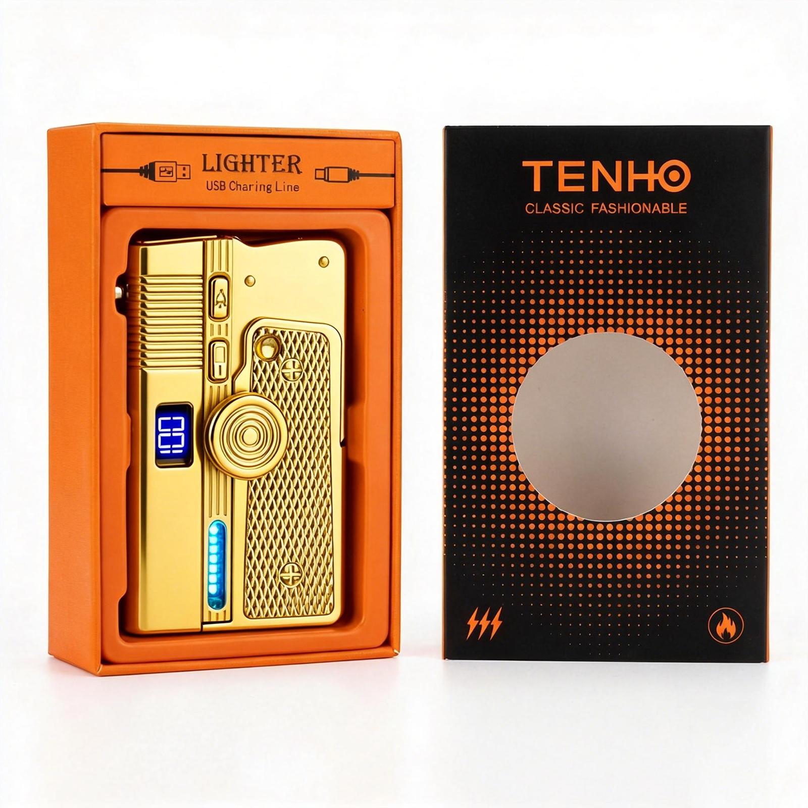 [Excludes Gas] Elegant Windproof Lighter, Multi-Functional Adjustable Flame Lighter, Durable Spinning Top Design, Home Candle Lighting & Outdoor Camping Essential, Creative Birthday Anniversary Gift