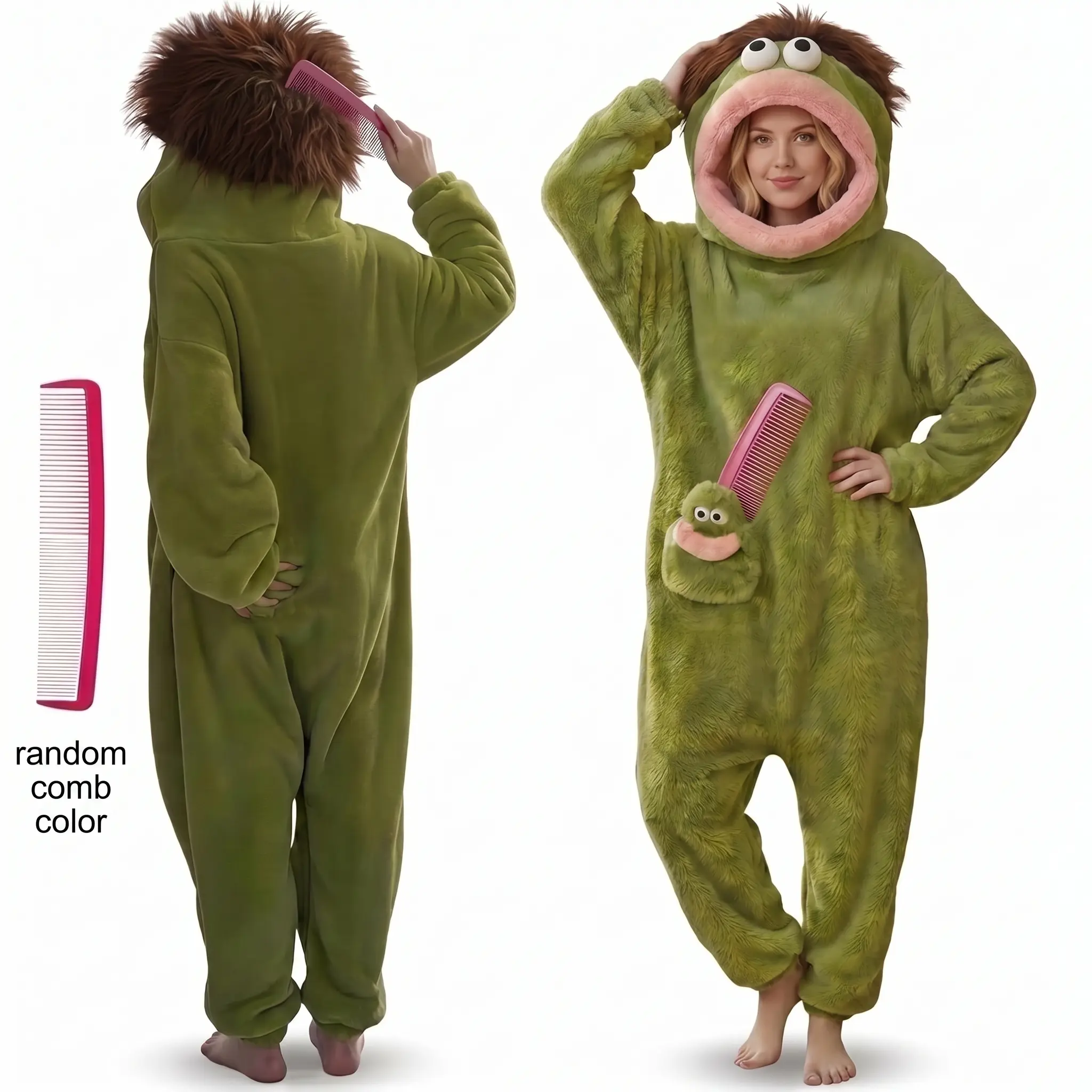 Cute Monster Pajamas Wearable Blanket Hoodie for Women Men - Oversize Soft Warm Cozy Pullover Home Loungewear Funny Onesie - Perfect for Home Party Costume Halloween, One Size