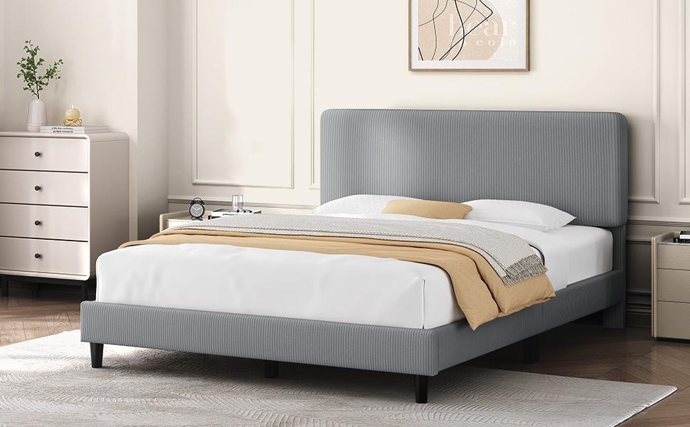 Yaheetech Bed Frames with Adjustable Headboard, Chenille Fabric Upholstered Headboard/Platform Bed, No Box Spring Needed/Wood Slats Support/Easy Assembly Yaheetech Bed Frames with Adjustable Headboard, Chenille Fabric Upholstered Headboard/Platform Bed, No Box Spring Needed/Wood Slats Support/Easy Assembly