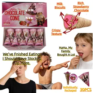 Strawberry Wafer Tube Cookies (8.4 oz box), Strawberry Milk Chocolate Mini Wafer Bars (30 bars), snack, smooth texture, crispy and crunchy, rich flavor, individually wrapped
