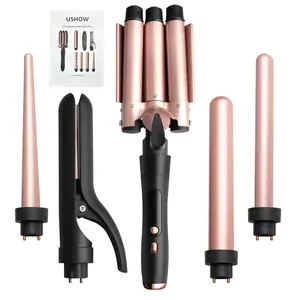Unlock Endless Hairstyles with This 5-in-1 Interchangeable Curling Wand Set – Features 3 Ceramic Tourmaline Barrels for Creating Everything from Loose Waves to Tight Curls, All with Professional-Grade Heat for Smooth, Healthy-Looking Results at Home