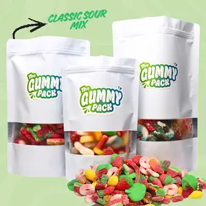 Sour Variety Gummy Mix - The Gummy Pack - 1/2 lb, 1 lb, 2 lb, & 3 lb - Sour Cherries, Rainbow Bricks, Gummy Worms, Sour Blue Raspberry Rings - Quality Ingredients & Freshness Guaranteed - Chewy, Soft, & Juicy - Candy Snack