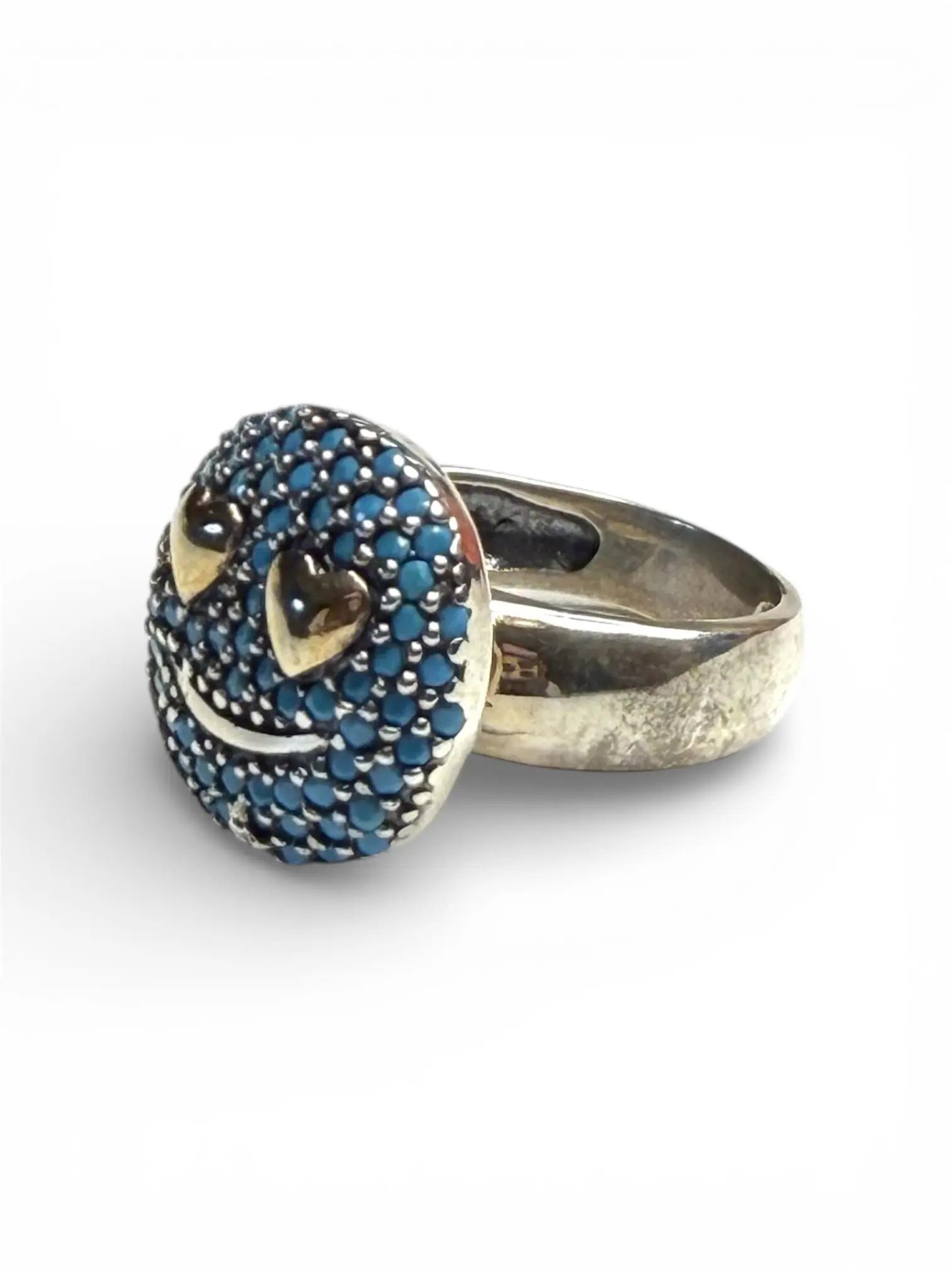 Happy Glow Sterling Silver Ring – 925 Silver with 18K Gold Plated Smiley & CZ Sparkle