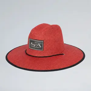 Soul of Adventure Red Blackout American Flag Straw Hat for Sun Protection and Outdoor Use