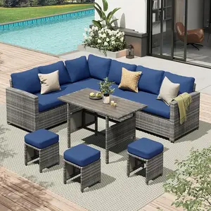 [New] AECOJOY Patio Furniture 7 Pieces Outdoor Durable Sectional Sofa Set with Cushions, Rattan Weather-Resistant Design Corner Loveseat Armrest Loveseat