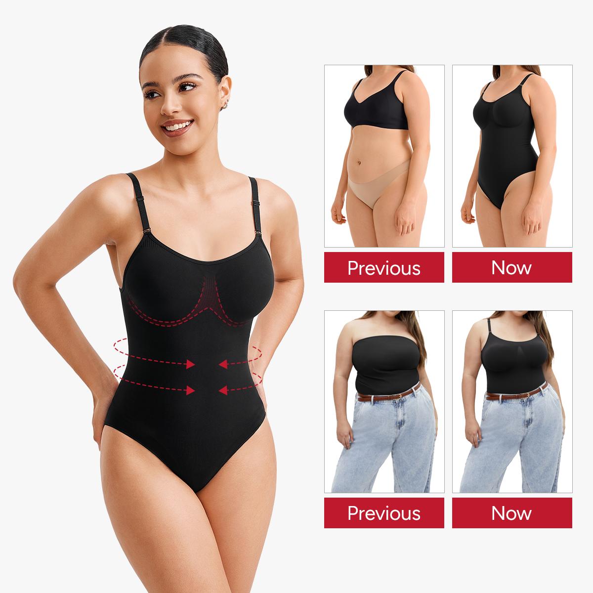 Nebility (Fabric Upgrade) Women's Shapewear Bodysuit - V-Neck Spaghetti Strap, Tummy Control & Hip Lift, Shockproof Basic Bodysuit Womenswear  Minimalist Vneck SpringStatements