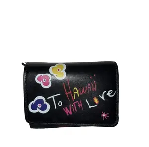 Pre-owned christian louboutin Black Printed Leather Small Leather Goods Hawaii with Love Wallet