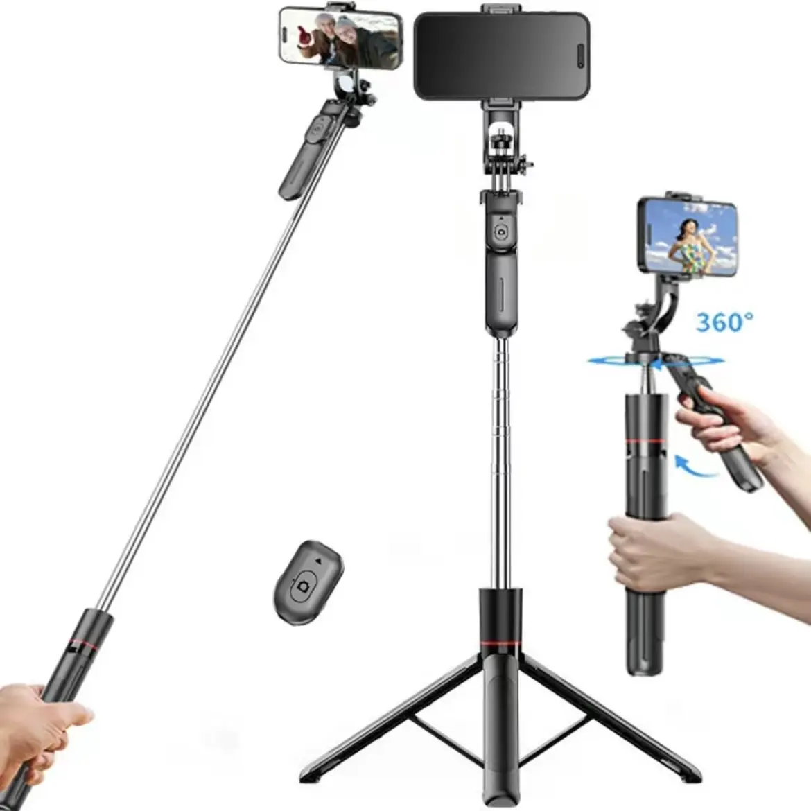 67" Adjustable Camera & Cell Phone Tripod with Bluetooth Remote Control - Universal Holder for iPhone/Android, Upgraded Travel-Friendly Stable Stand, Camera & Mobile Accessory for Home & Travel,back to school,back to school haul