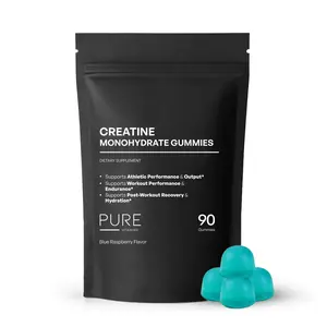 Pure Vitamins Creatine Monohydrate Gummies Blue Raspberry Flavor for Men & Women 3000mg per Serving for Muscle Support & Energy Boost Vegan Friendly 90 Gummies