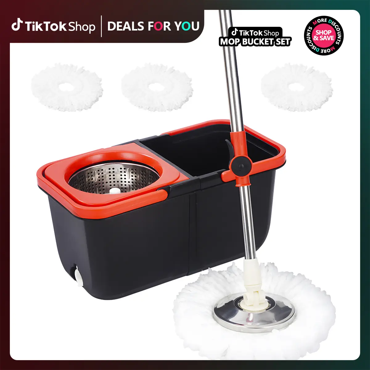 360-Degree Rotatable Household Spin Mop and Bucket Set, Hands-Free Wash-Wringing, Dry-Wet Dual Use, Dust-Removing Cleaning Tool, Folding Bucket, Ideal for Home Floor Cleaning Supplies, Spin Mop Bucket