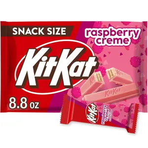 KIT KAT Raspberry Flavored Creme Wafer Snack Size, Valentine's Candy Bag, 8.8 oz