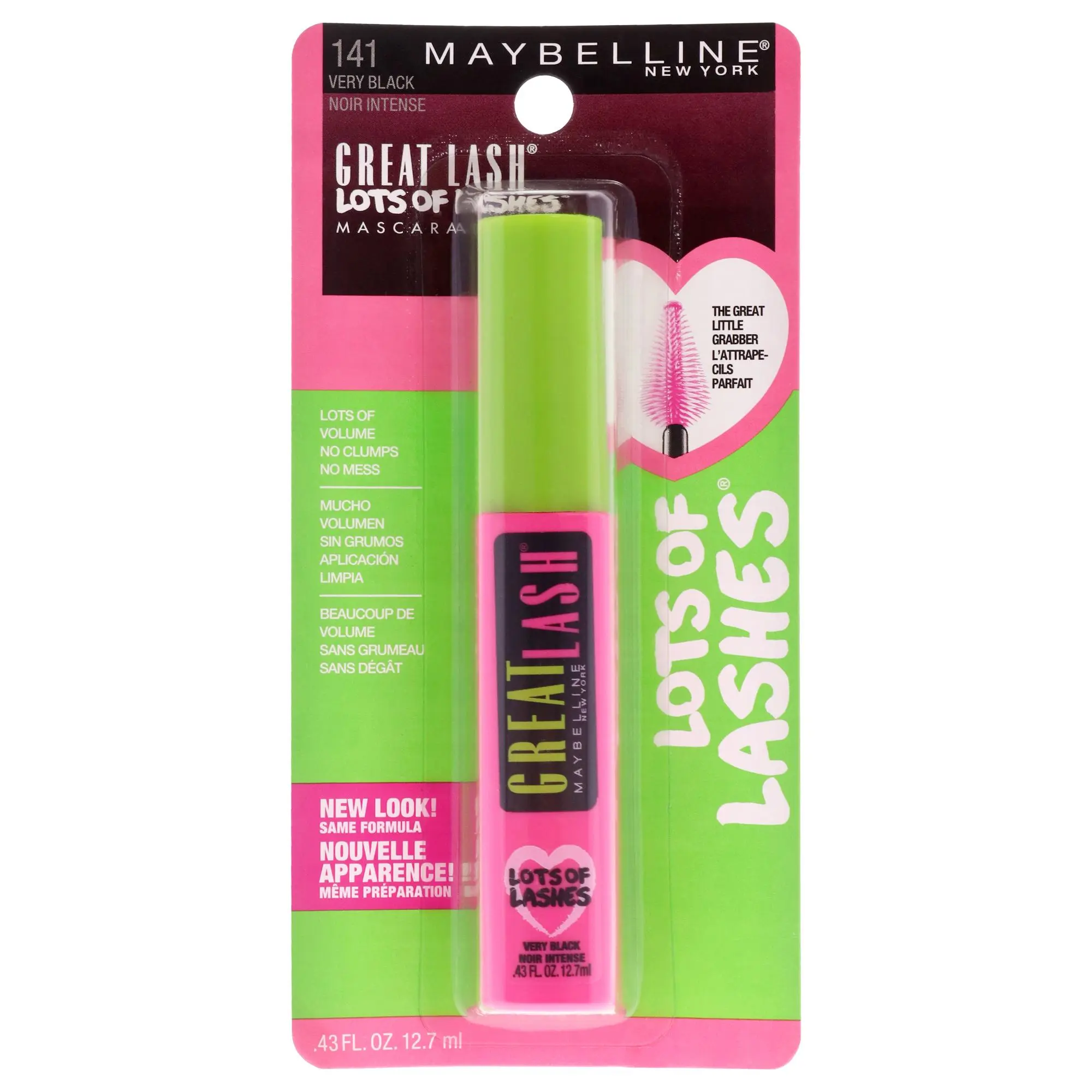 Maybelline Great Lash Lots Of Lashes Makeup Mascara - 141 Very Black, Dramatic Volume, Single Tube, Women's, 0.43 fl oz