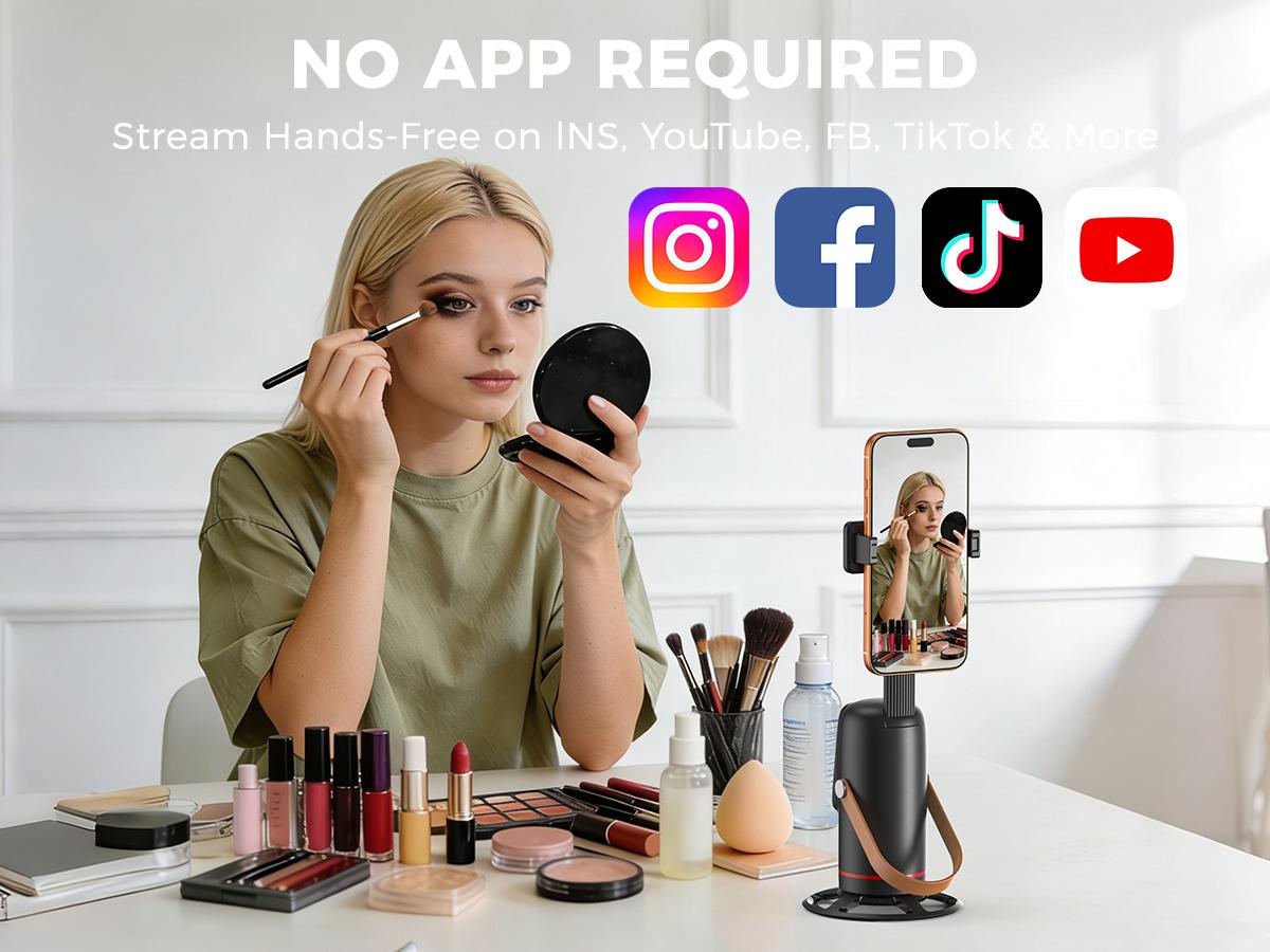 Auto Face Tracking Tripod, with Gesture Control Functon ,360° Rotation Face Body Phone Camera Mount Smart Shooting Phone Tracking Holder for Live Vlog Streaming Video, Accessories Selfie 360 Rotating Phone Stand