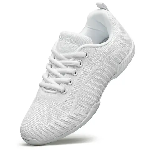 BAXINIER Female Wave Print Sports Shoes - Youth Girls' Breathable Synthetic Flexible Cheerleading Stunt Competition Sneakers, All-Seasons Outdoor Games Walking Shoes