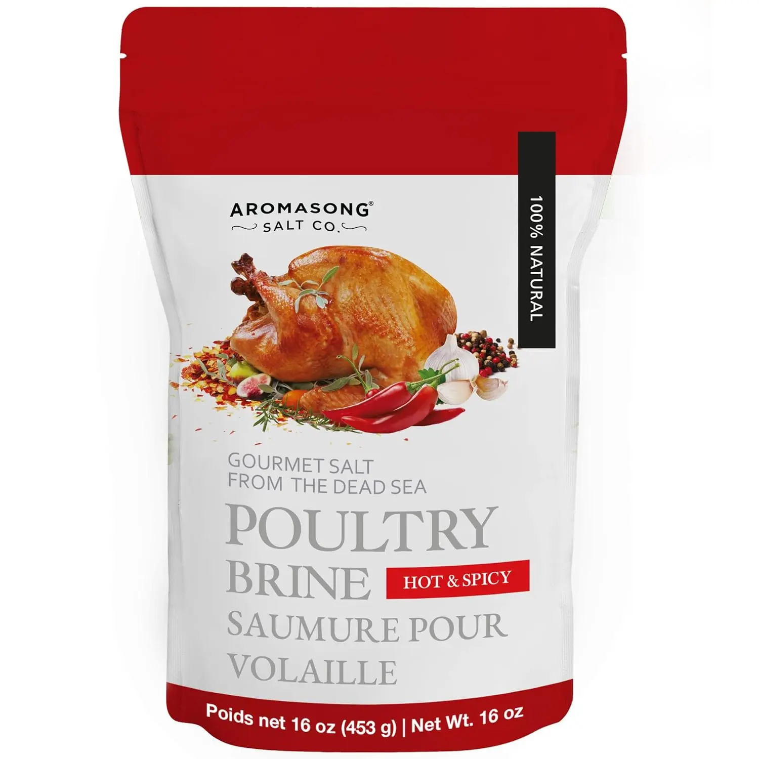 Aromasong 500g Hot & Spicy Turkey Brine - 100% Natural Gourmet Sea Salt Poultry Seasoning, Salty & Savory, Versatile Cooking Options for Wet Brining, Roasting, Family Feasts (Flavor Spice Meat Taffy)