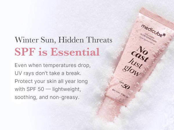 [NEW] [medicube] No Cast Just Glow Collagen Sunscreen | SPF 50 Broad Spectrum Face Sunscreen | Lightweight, Non-Sticky, Hydrating Formula | No White Cast or Residue | Peptide, Cica for Soothing & Natural Glow