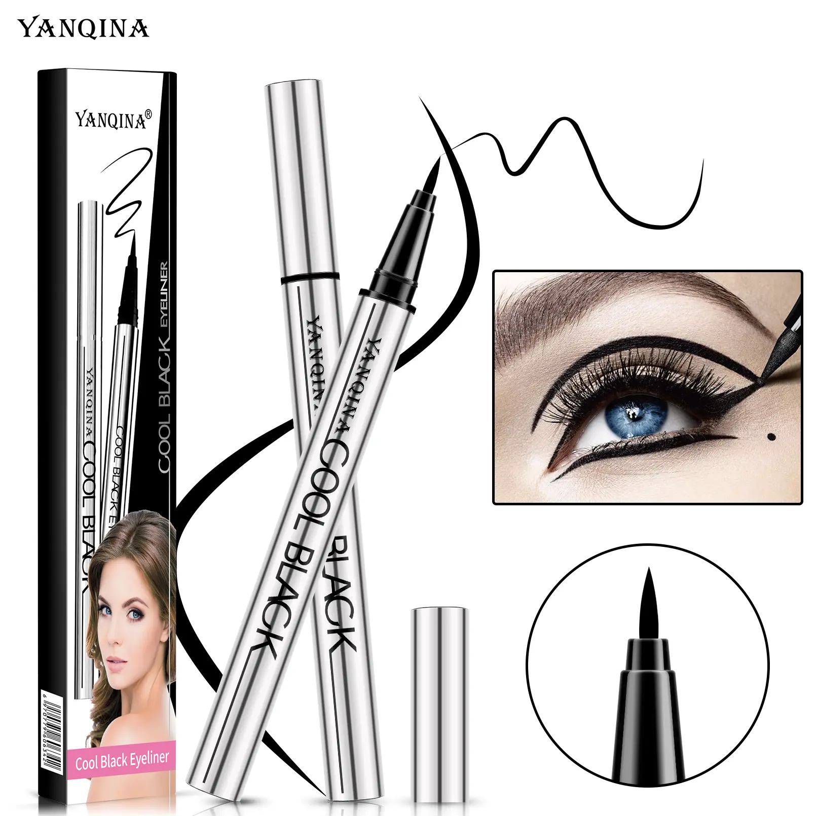 YANQINA Cosmetic Eyeliner Stick - 30g Single Item, Lightweight, Waterproof, Vegan, Cruelty-Free, Smooth Application, Ultra-Creamy Silky Texture, Flawless Look, Long-Lasting Wear, Premium Beauty Makeup for Summer Outdoor Activities
