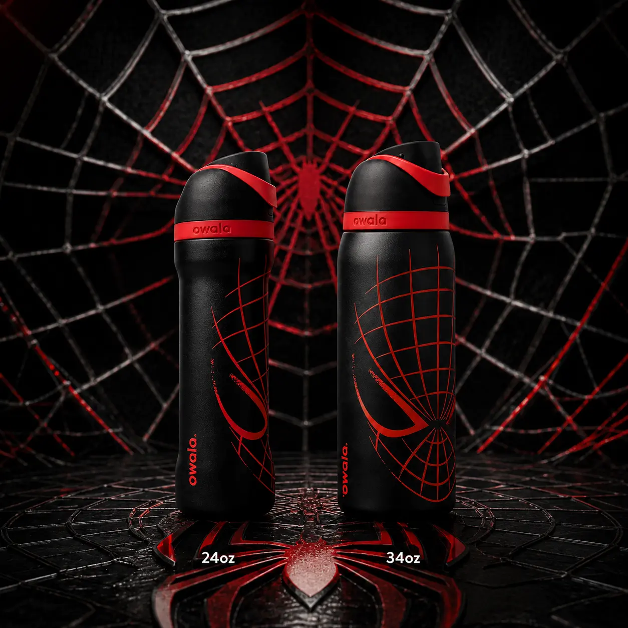 Owala × SpiderMan FreeSip 24oz/32oz Stainless Steel Water Bottle | FreeSip Sway | Marvel Collaboration