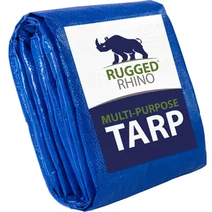 Rugged Rhino Multi-Purpose Tarp - Waterproof, Windproof, UV Resistant, 5mm Thick, 100gsm PE, Rust Resistant Aluminum Grommets, 24" Spacing, Ideal for All Weather Projects