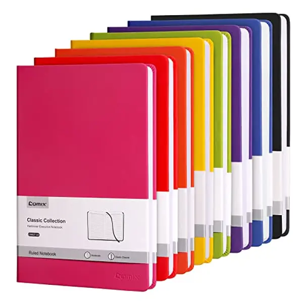 【Back To School】 Comix A5 Lined Journal Notebook 8 Pack, 240 Pages Hardcover PU Leather Notebook, 5.5 x 8.3 inch School Ruled Notebook for Writing, Study & Office School Station,back to school haul,college school supplies,back to a school shopping