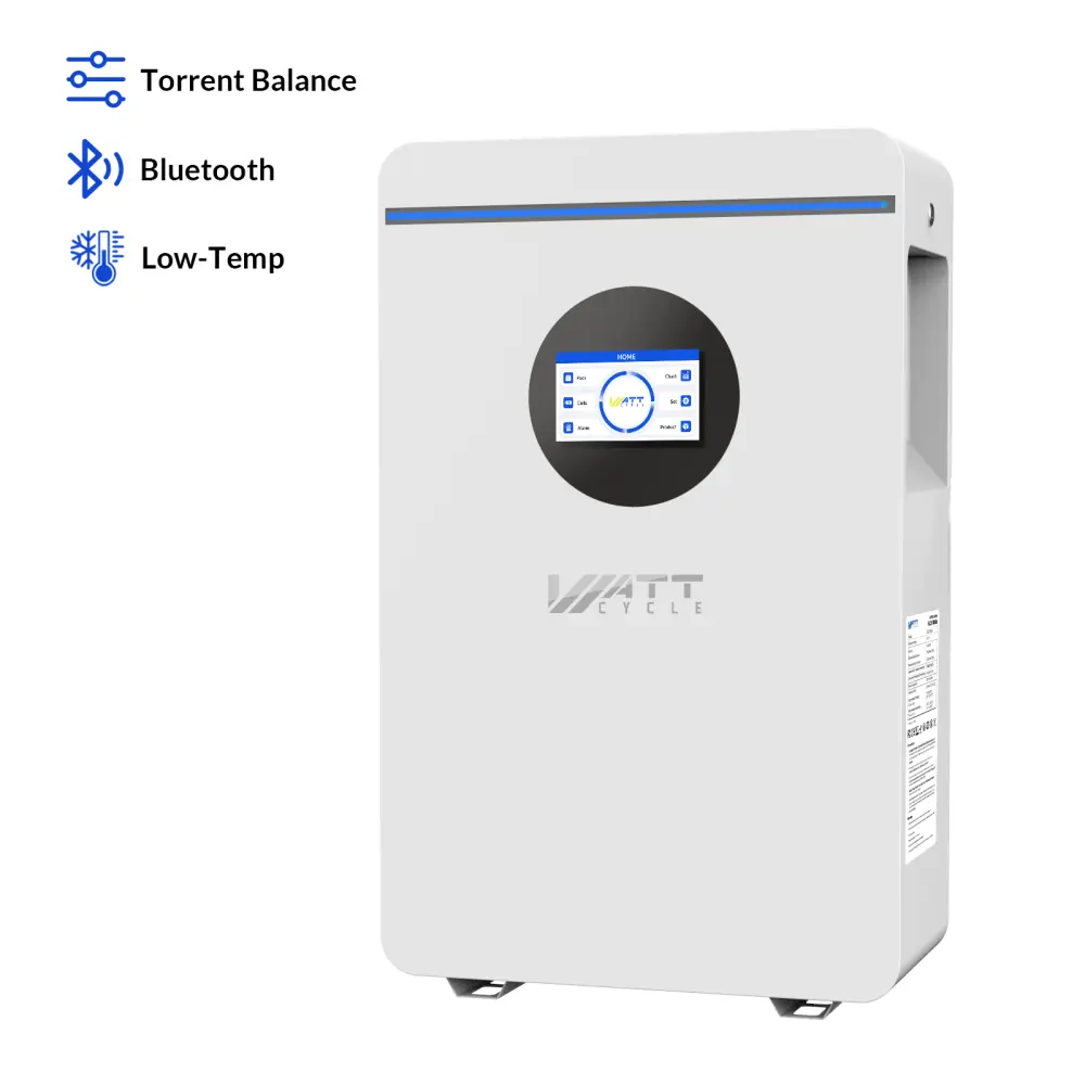 【New】WattCycle 48V 100Ah 5.12kWh Wall-Mounted LiFePO4 Battery with Bluetooth for Home Backup Power, deep cycle,solar system