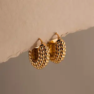 Beaded Dome Hoops by Caitlyn Minimalist - Chunky Sphere Hoop Earrings in 18K Gold & Silver - Unique Statement Jewelry -  Friend Gift
