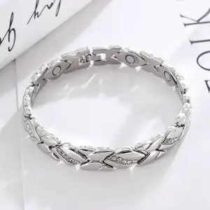 Women's leaf bracelet, pure copper magnetic bracelet with diamonds, 3500 gauss effective magnet, outdoor fun