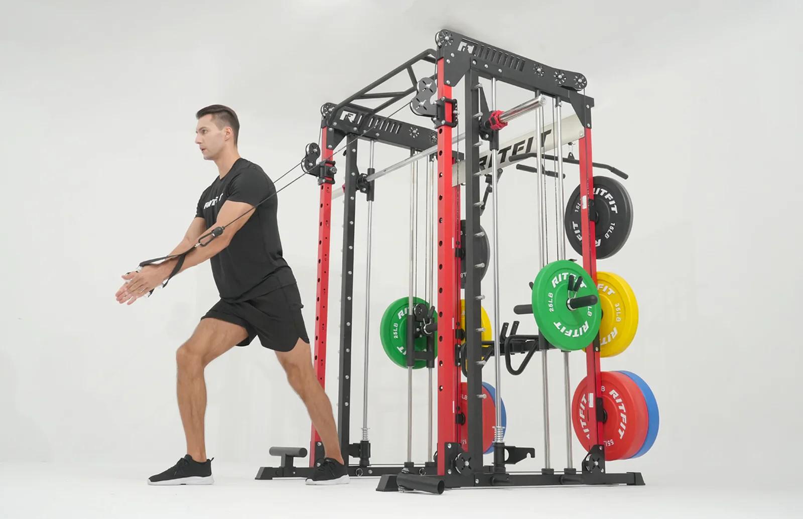 RitFit Pro Strength System (M1 Smith Machine+BLP01 :Leg Press Machine) Multifunctional Workout Station Adjustable Squat Rack