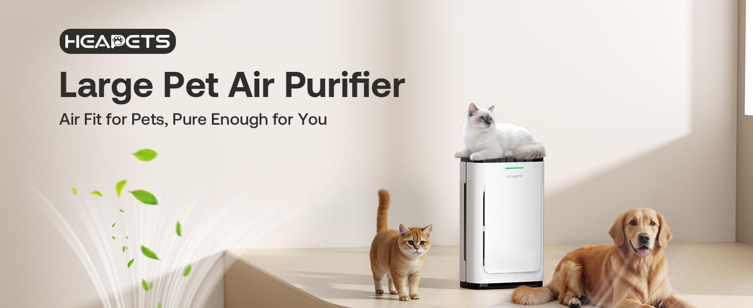 Heapets P339 Pet Air Purifier Large Home up to 4200 sq ft, Suck up Floating Cat Dog Hair, 7-Stage Filter Anion Activated Carbon HEPA Air Purifiers WiFi for Dander Odor Allergies Smoke Dust, Zero Ozone