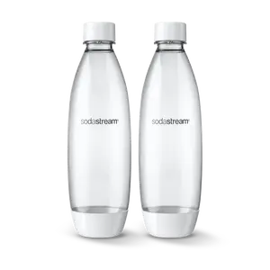 SodaStream 1L Slim Dishwasher Safe Bottles Twin Pack - White